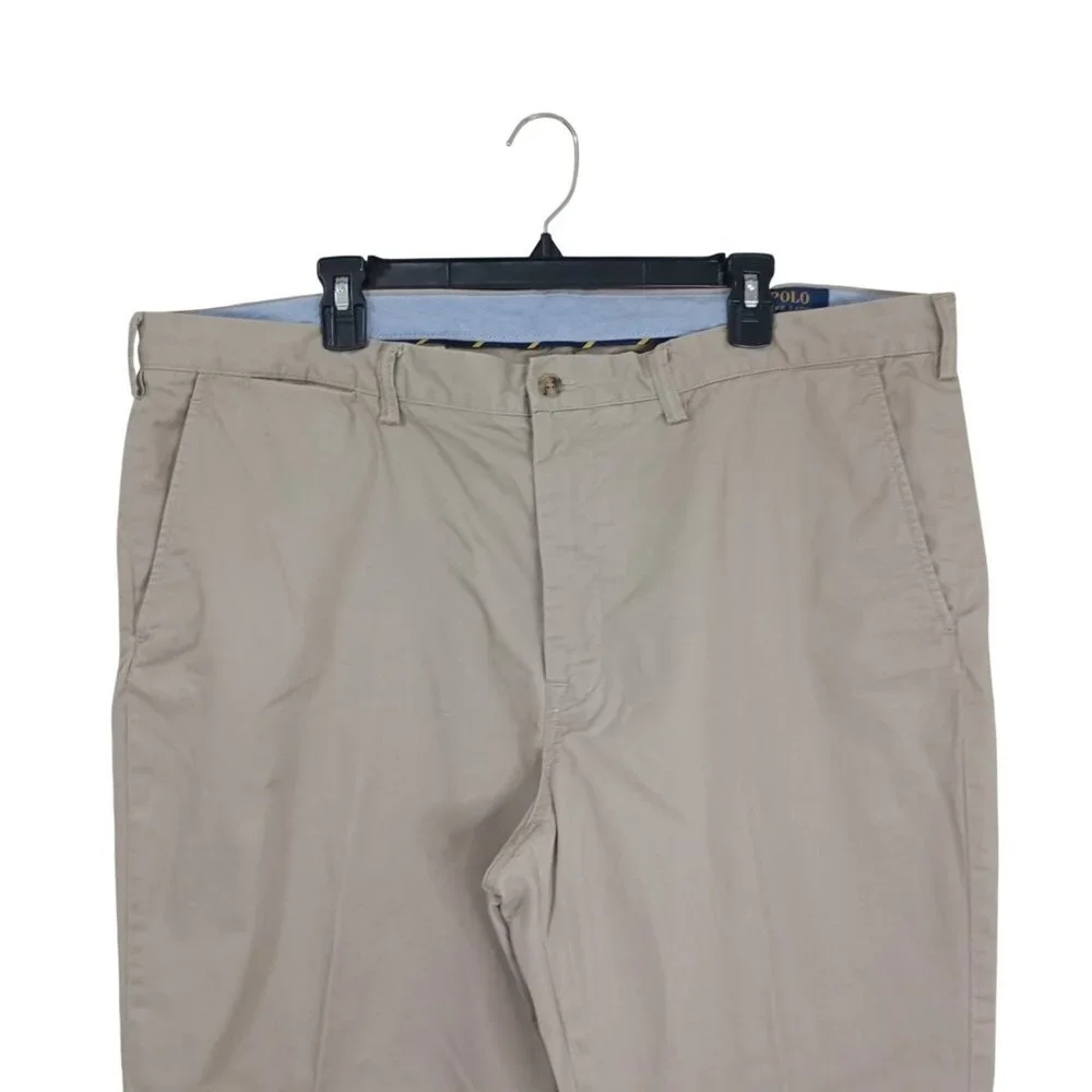 Ralph Lauren Chino Pants Polo Beige Mens 42x34 Cotton Blend Zip Fly Classic Fit - Picture 3 of 11